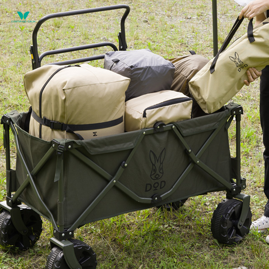 DoD Folding Fat Wheel Carry Wagon with Handle - Khaki