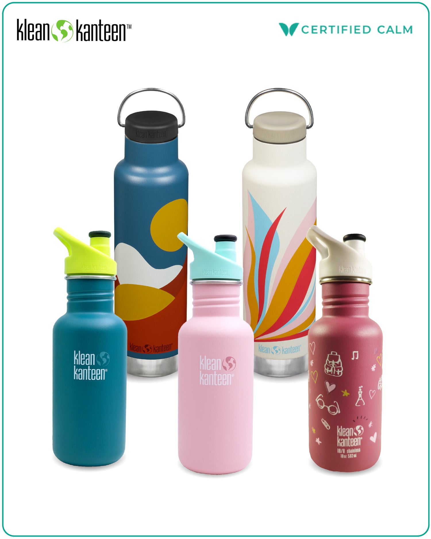 Klean Kanteen 20oz Classic Narrow Insulated and 18oz Classic Single Wall Bundle