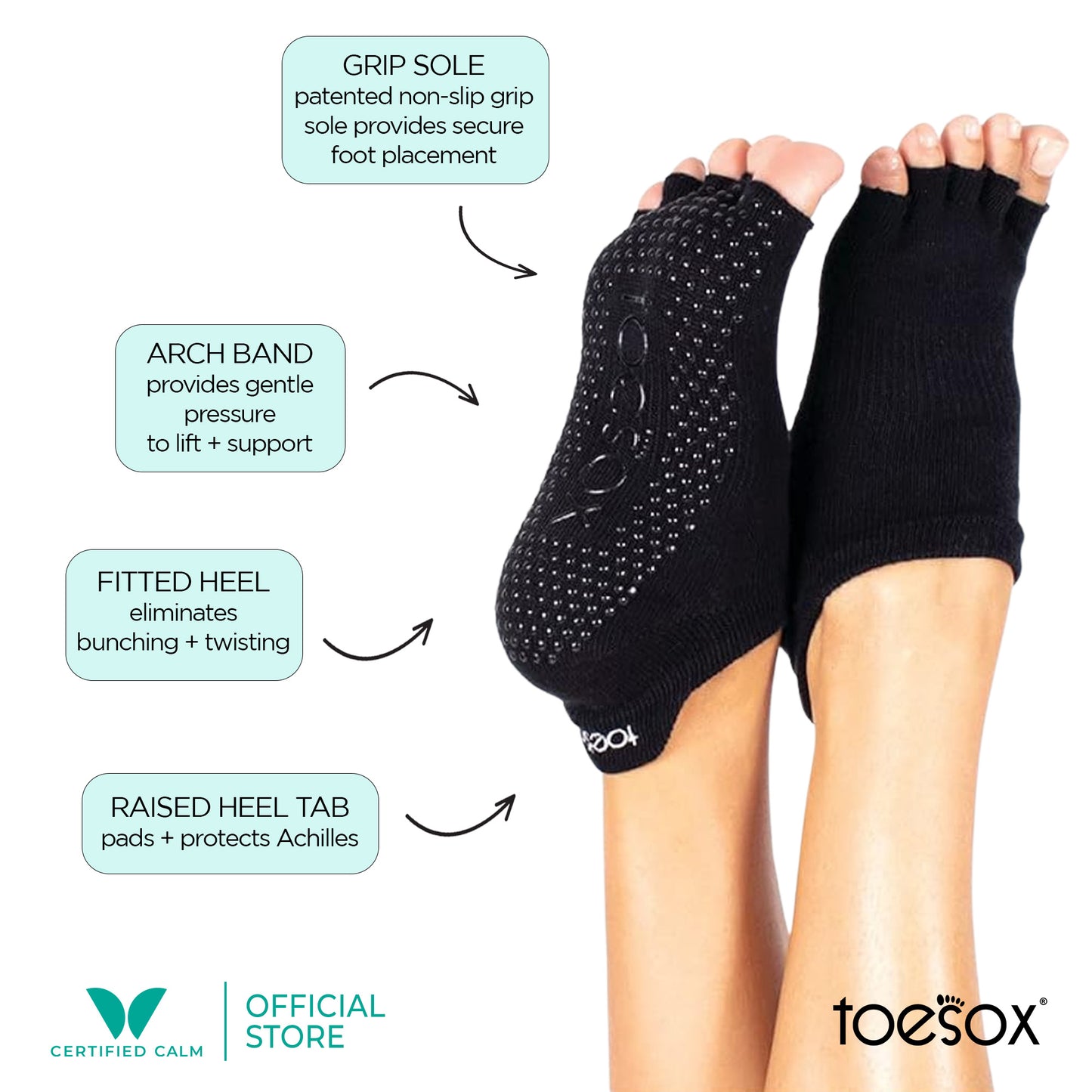 ToeSox Grip Socks Half Toe Ivy