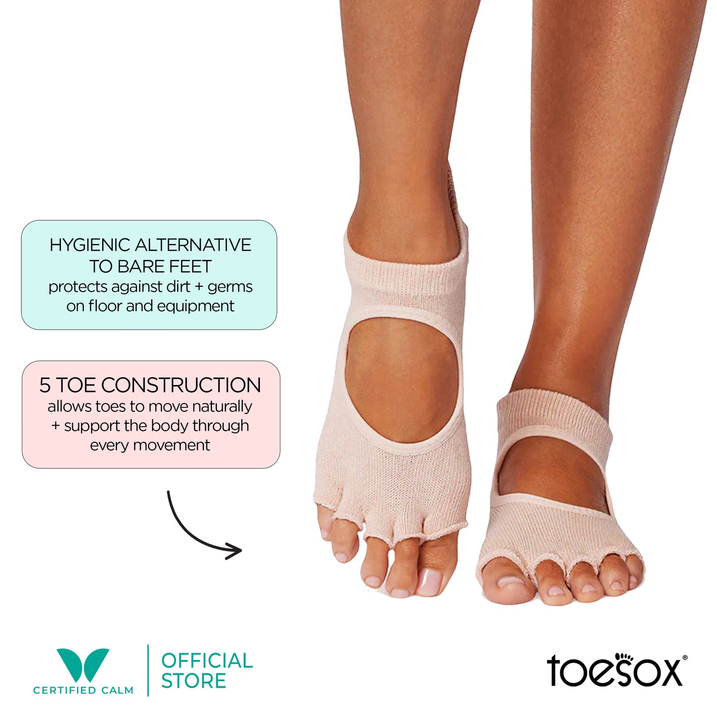 ToeSox Grip Socks Half Toe Luna