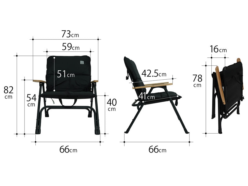 DoD Yutori Chair Foldable Chair with Cushion - Black