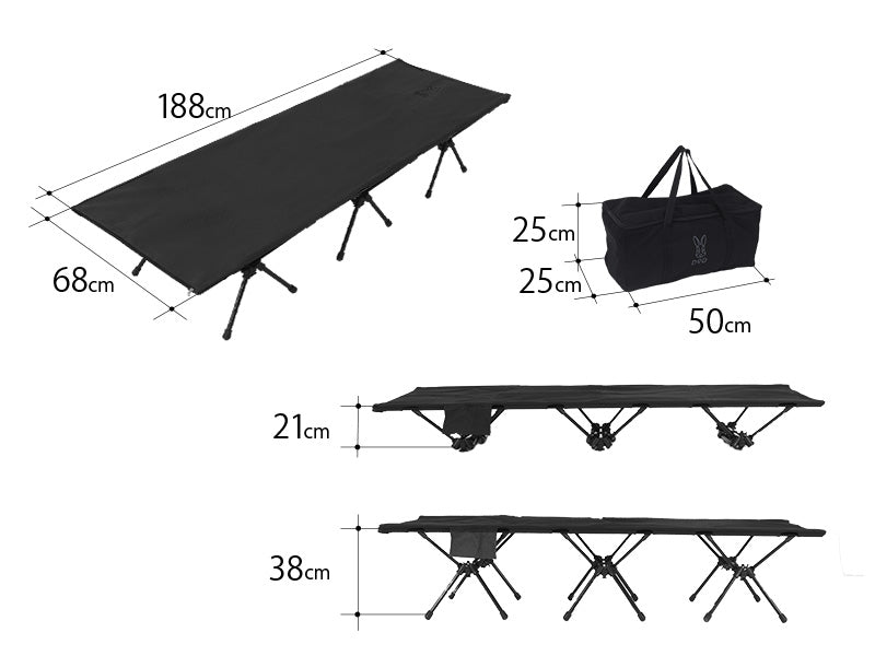 DoD Takibi cot Sleeping Camping Bed - Black