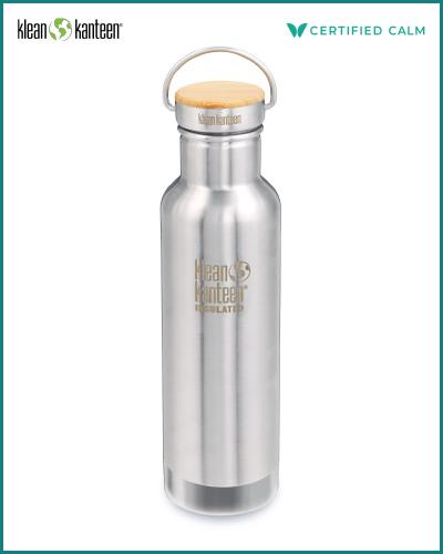 Name That Bottle Klean Kanteen 20oz Insulated Reflect Bamboo Brushed Stainless