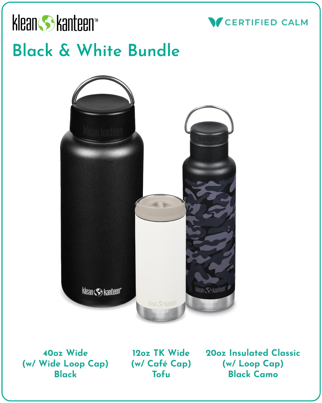 Klean Kanteen Black and White Bundle