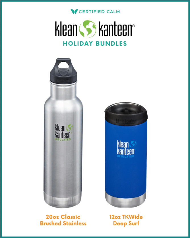 Klean Kanteen Holiday Bundle - 20oz Ins.Classic Brushed Stainless & 12oz TKWide Deep Surf