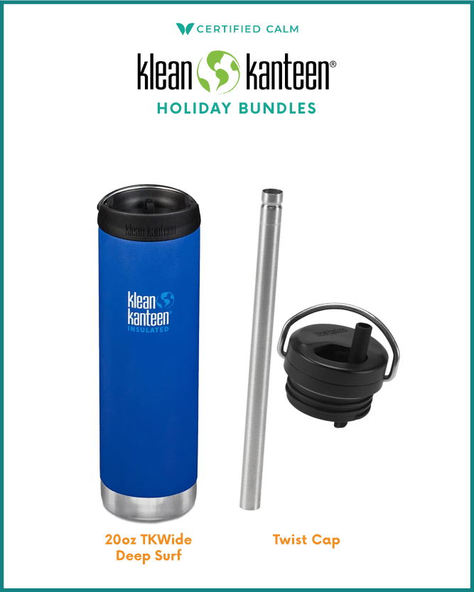 Klean Kanteen Holiday Bundle - 20oz TKWide Deep Surf & Twist cap for TKWide Bottles (B/BS)