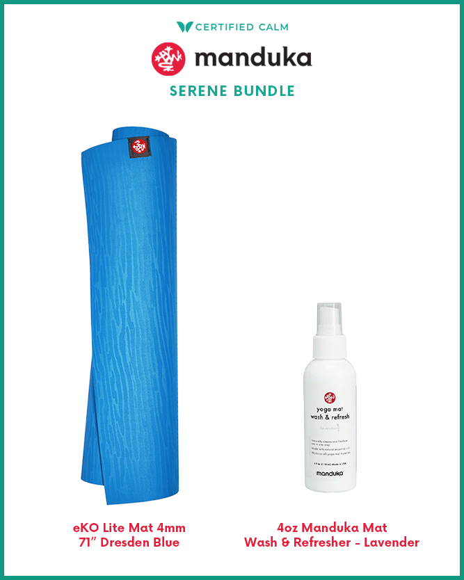 Manduka 4oz Mat Wash & Refresh - Lavender + eKO Lite Mat 4mm 71 Dresden Blue