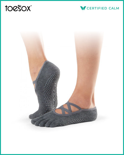 Toesox Grip Socks Elle Full Toe Charcoal Grey