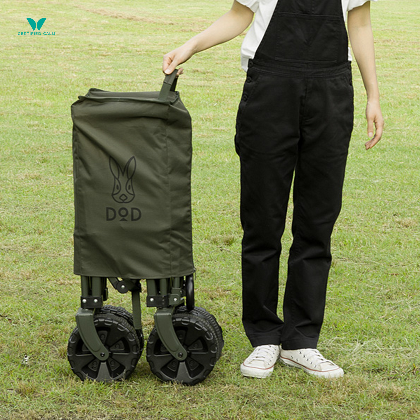 DoD Folding Fat Wheel Carry Wagon with Handle - Khaki