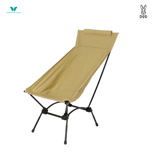 DoD Yabaissu Chair Packable Hi-back Camp Chair with Bag and Etool — Tan