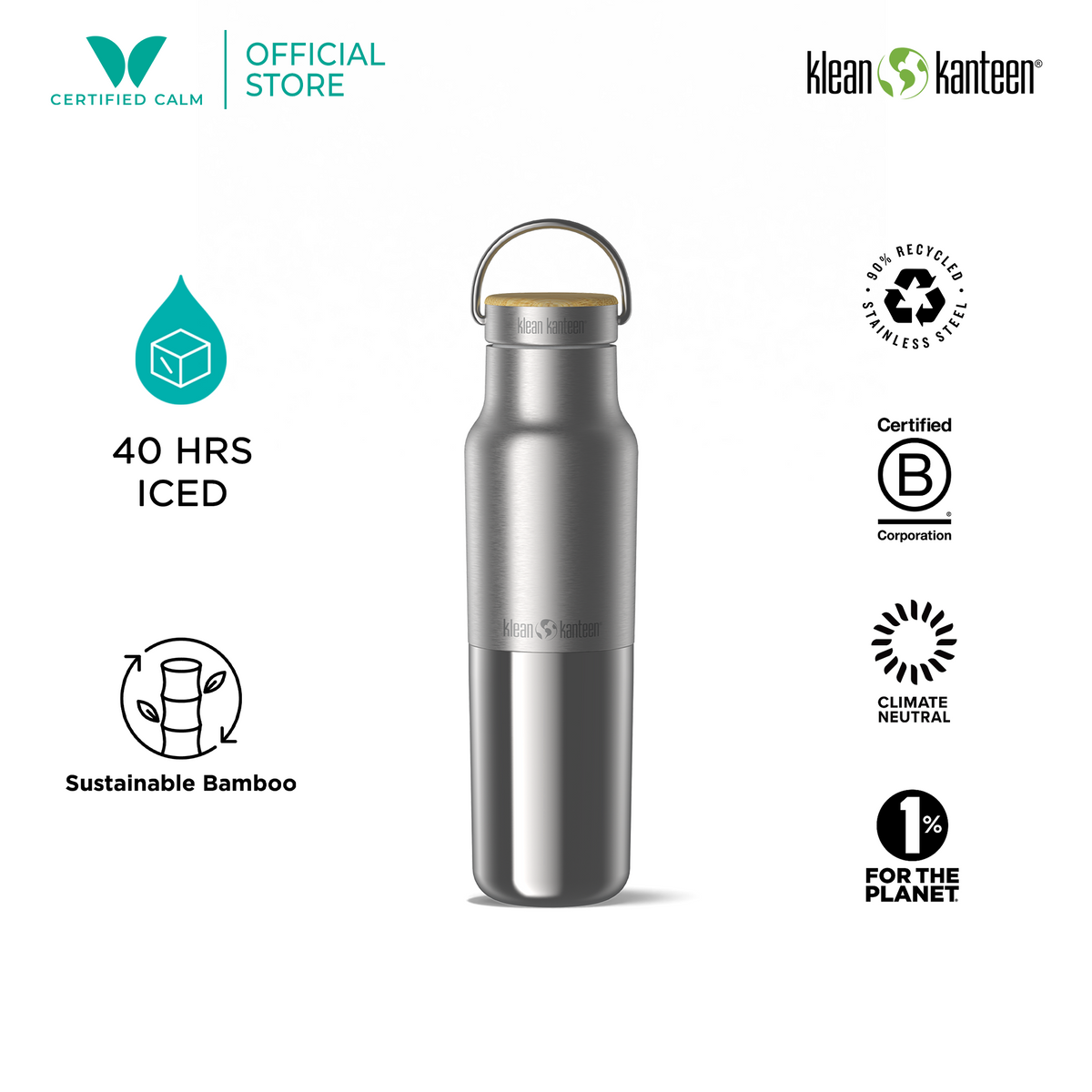Klean Kanteen 12oz Rise Reflect with Bamboo Cap