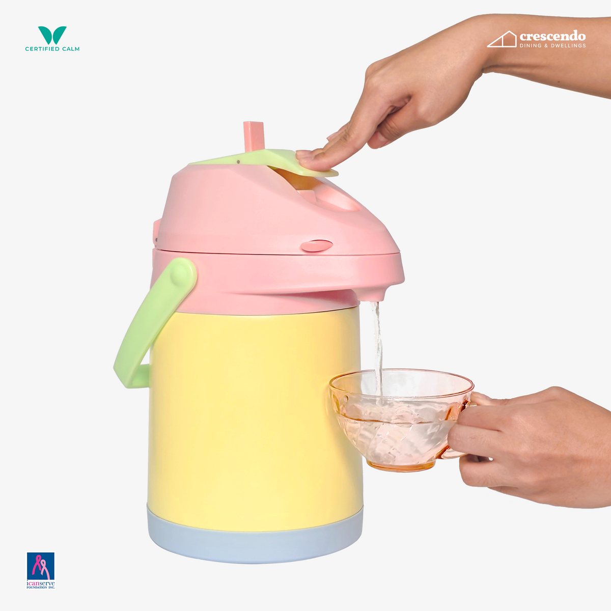 Crescendo The Flow - 2.5L (Portable Insulated Beverage Dispenser) Pink Yellow - LIMITED INTRODUCTORY PRICE!