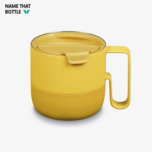 Name That Bottle 14oz Rise Mug with Flip Lid - Old Gold