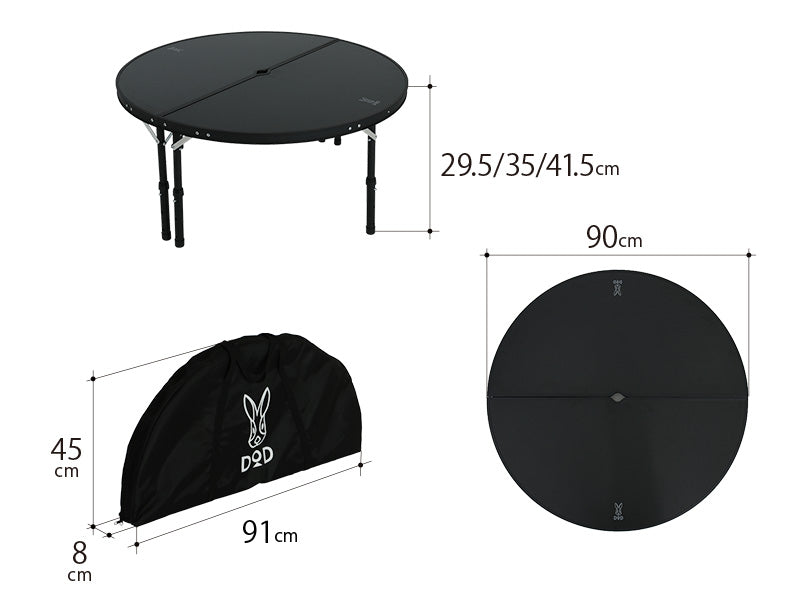 DoD One pole tent camping table - Black
