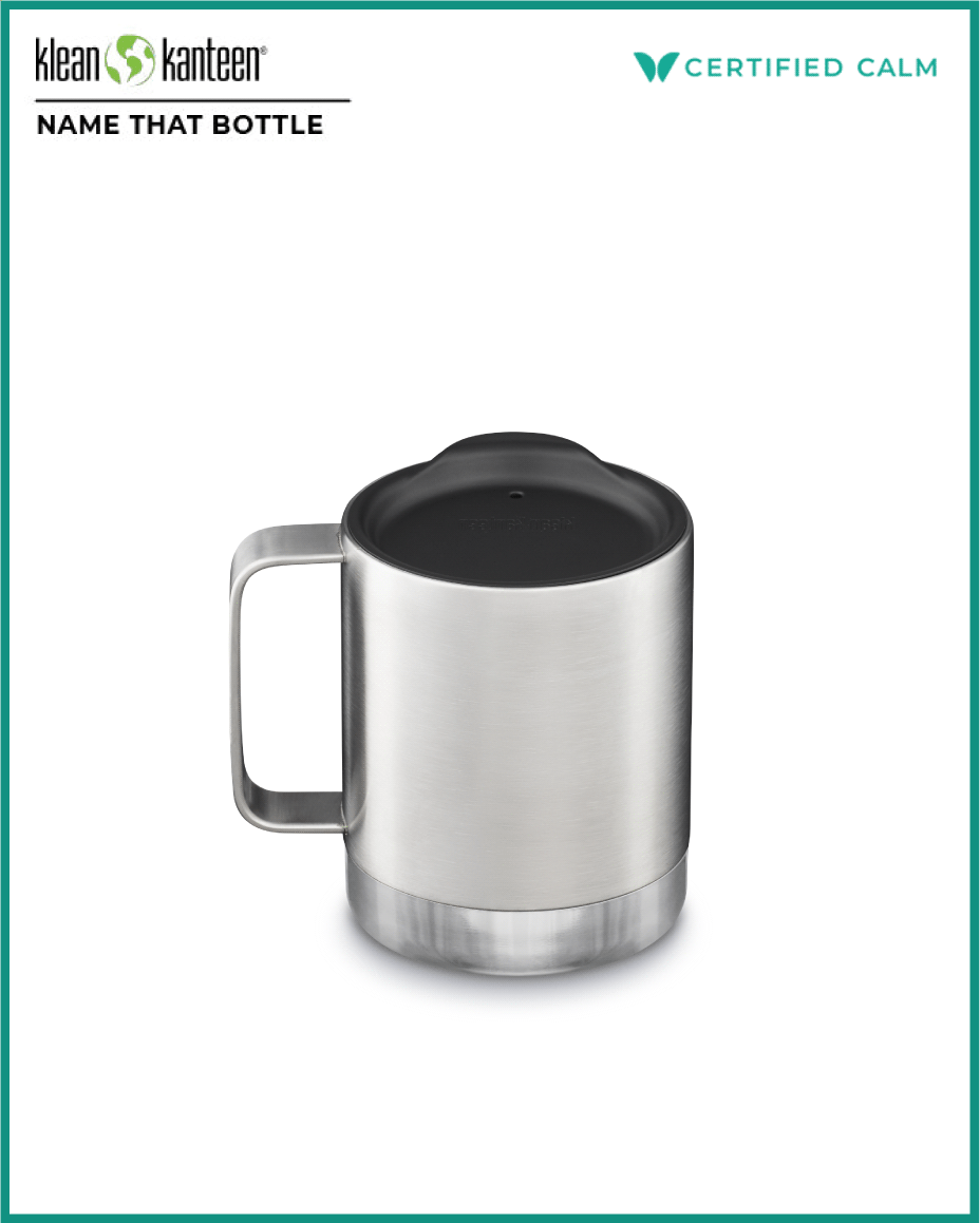 Name That Bottle Camp Mug with Tumbler Lid - Brushed Stainless