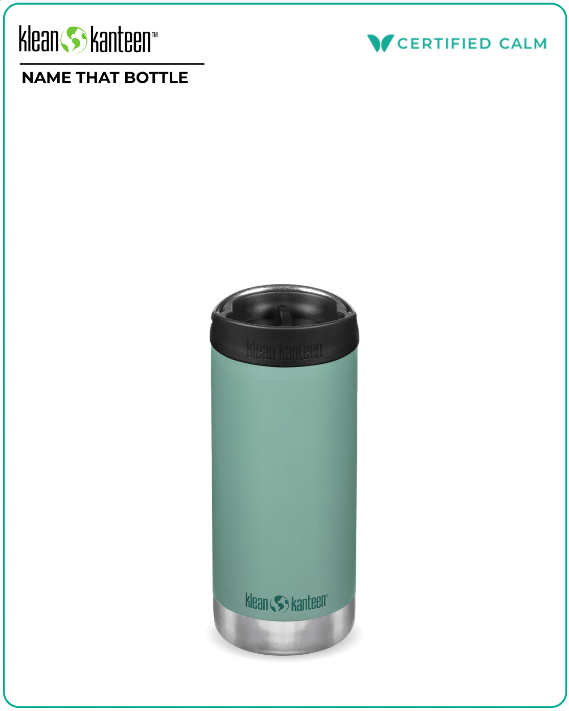 Name That Bottle 12oz TKWide (w/ Café Cap) - Beryl Green