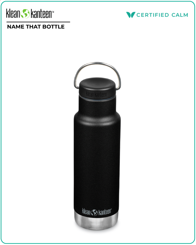 Name That Bottle 12oz Kid Classic Insulated Narrow (w/ Loop Cap) Black