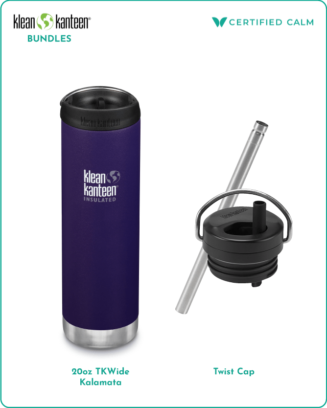 20oz TKWide w/ Cafe Cap Kalamata + Twist Cap Black/Brushed Stainless
