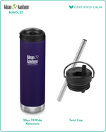 20oz TKWide w/ Cafe Cap Kalamata + Twist Cap Black/Brushed Stainless