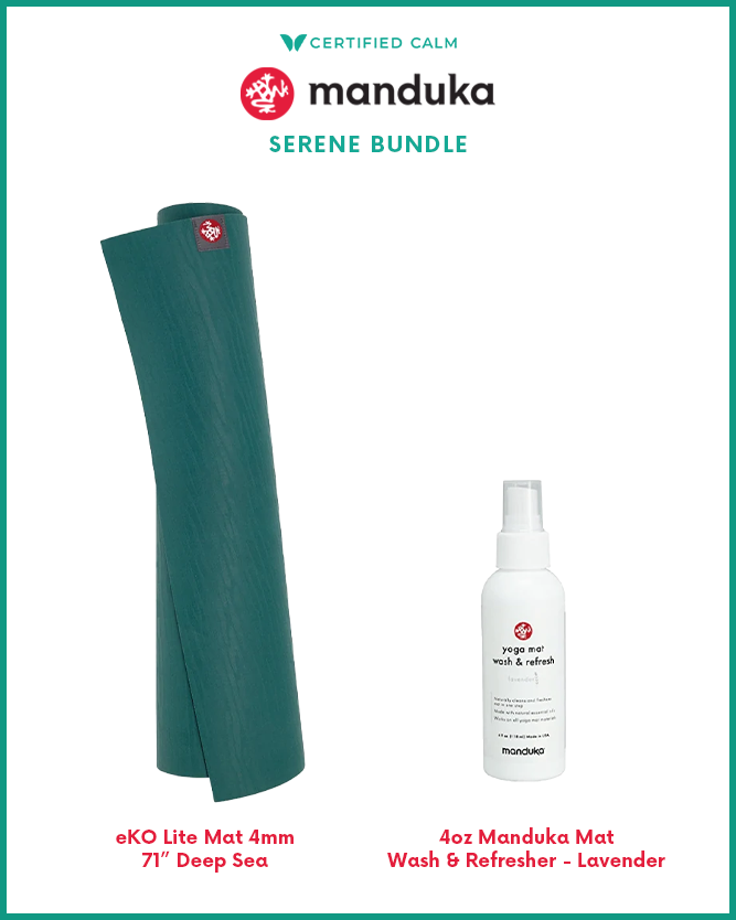 Manduka 4oz  Mat Wash & Refresh - Lavender + eKOlite Mat 4mm 71 Deep Sea